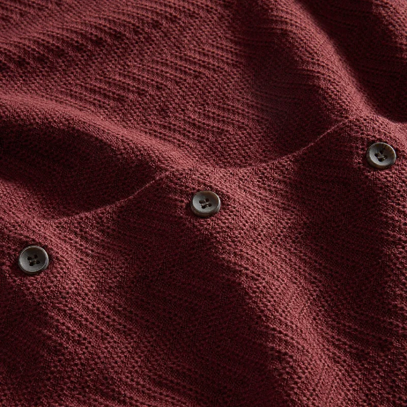 The Button Down Polo in Dried Cherry Herringbone