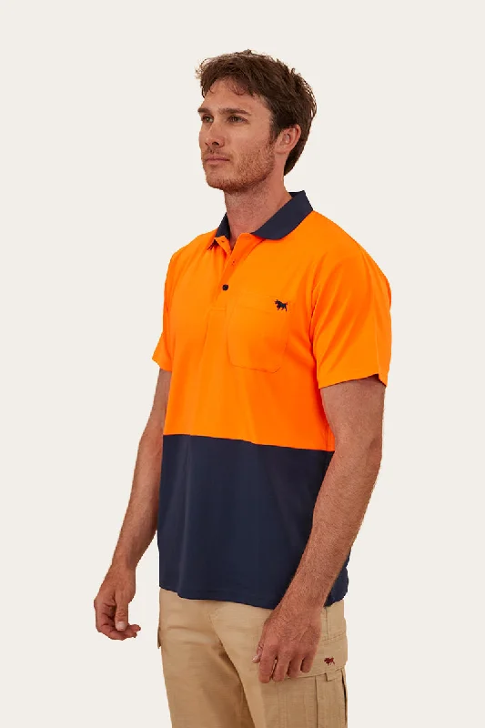 Crossroad Mens Hi-Vis Polo - Neon Orange Red