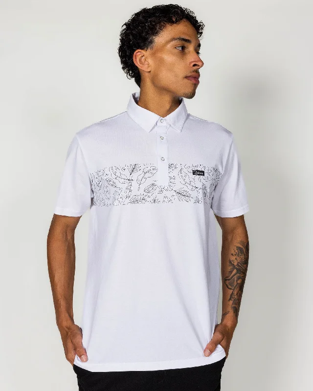 Floral Premium Polo - White