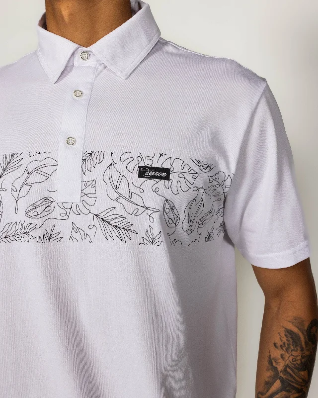 Floral Premium Polo - White