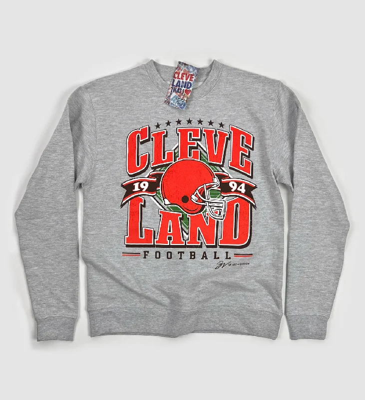 Grey Cleveland Football Vintage Crew Sweatshirt