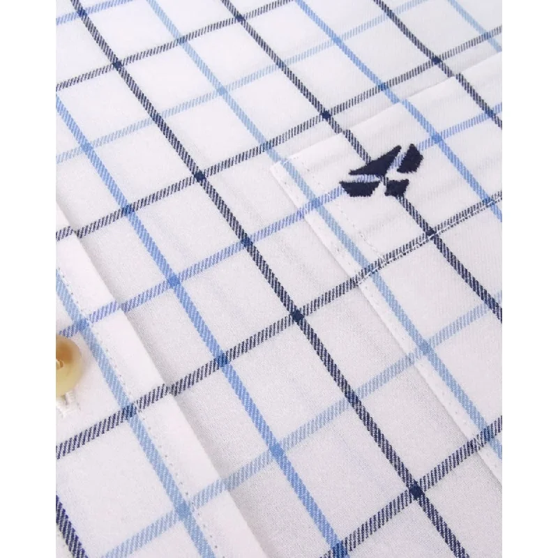 Hoggs Of Fife Viscount Premier Tattersall Shirt White/Navy Check