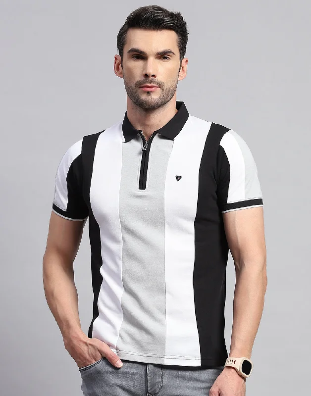 Men Black Solid Polo Collar Half Sleeve T-Shirt