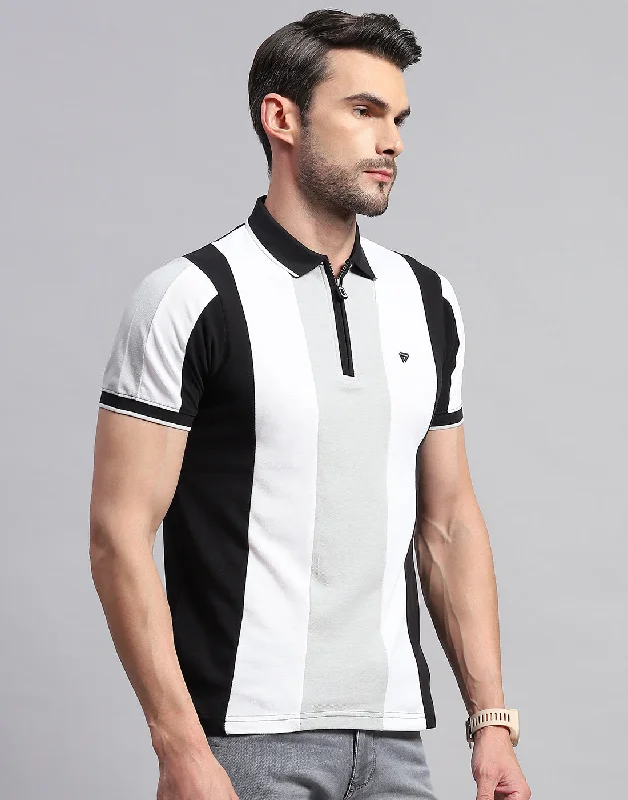 Men Black Solid Polo Collar Half Sleeve T-Shirt