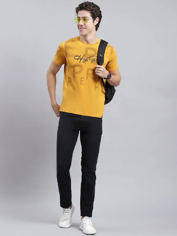 Men Mustard Printed T-Shirt