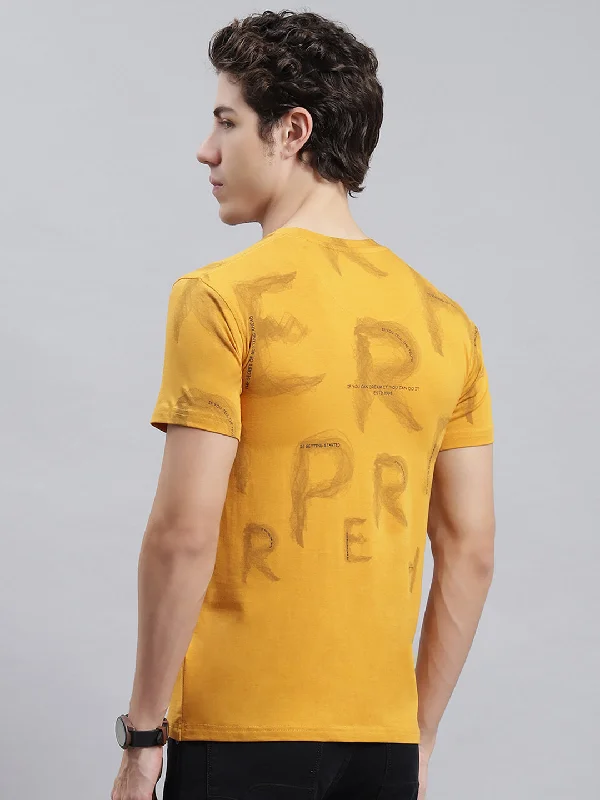 Men Mustard Printed T-Shirt