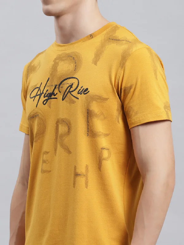 Men Mustard Printed T-Shirt