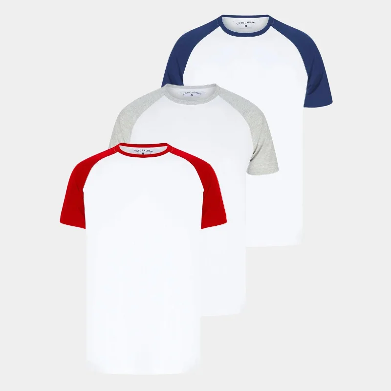 Mens 3pk Tokyo Laundry Raglan Sleeve T-Shirts