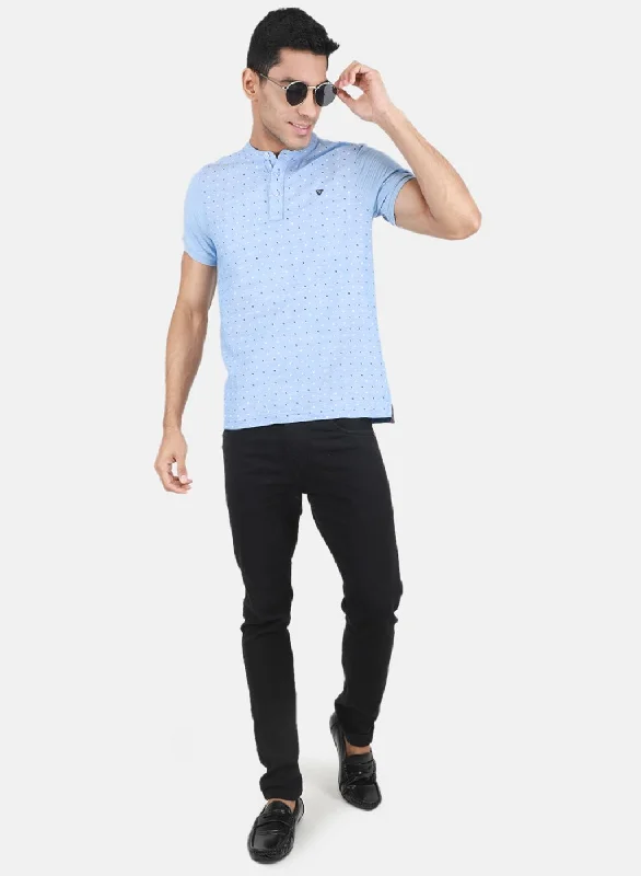 Men Blue Printed T-Shirt