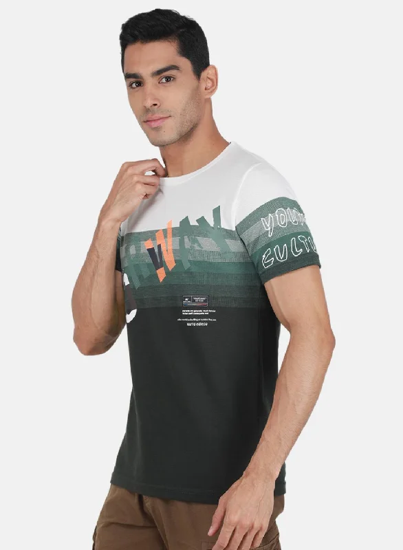 Men Green Printed T-Shirt