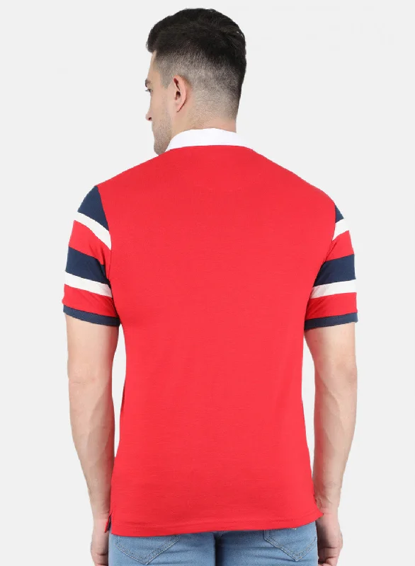 Men Red Solid T-Shirt