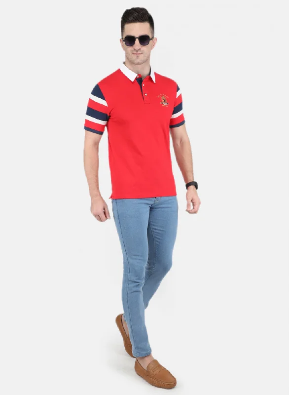 Men Red Solid T-Shirt