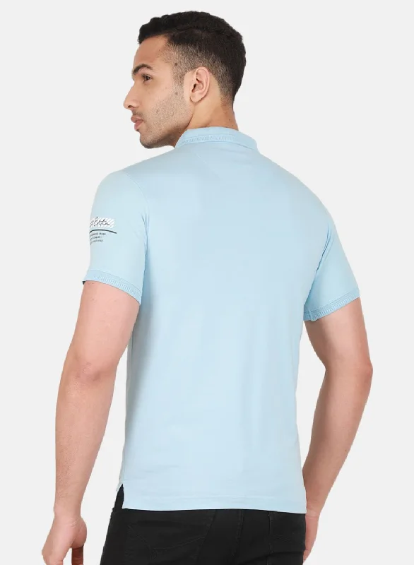 Men Sky Blue Printed T-Shirt