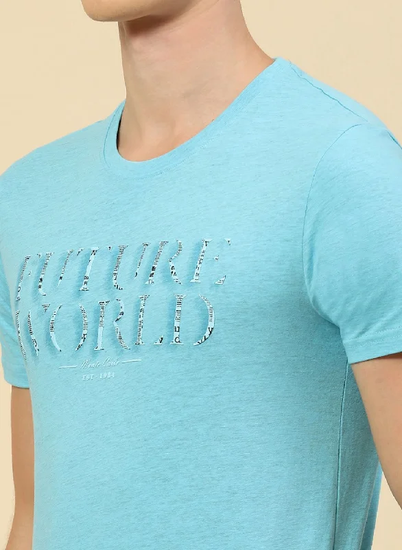 Men Sky Blue Printed T-Shirt