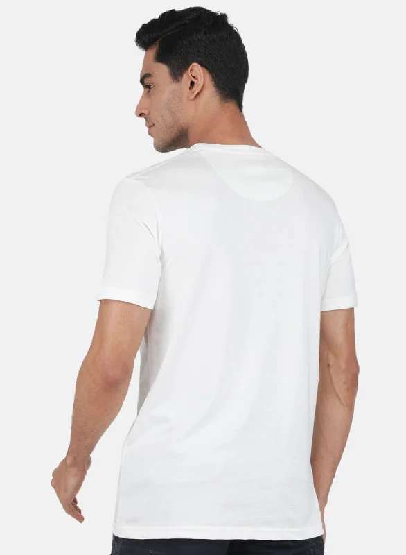 Men White Printed T-Shirt