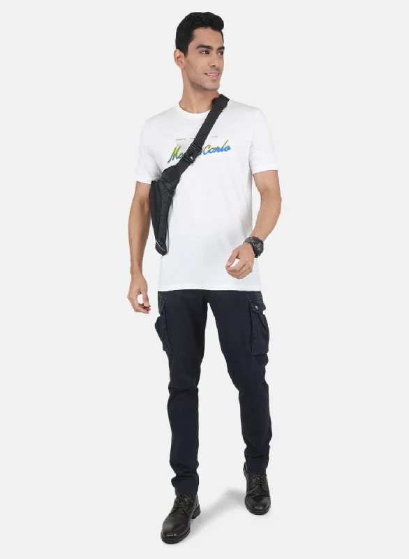 Men White Printed T-Shirt