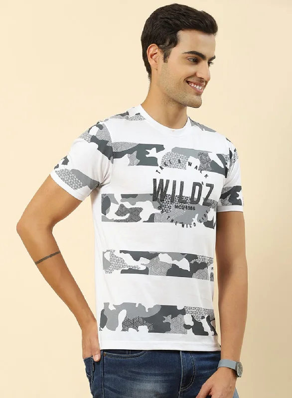 Men White Printed T-Shirt