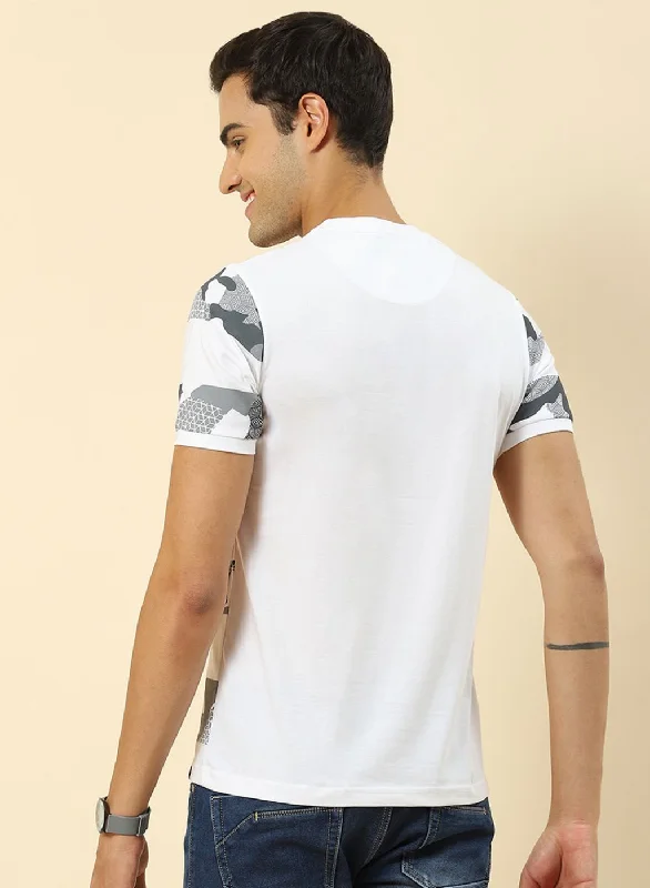 Men White Printed T-Shirt