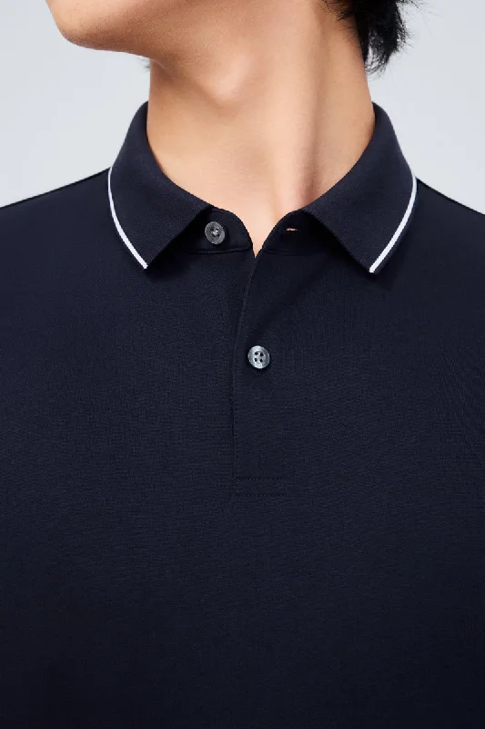 Super Soft Pique Tipped Polo | Navy NNY096