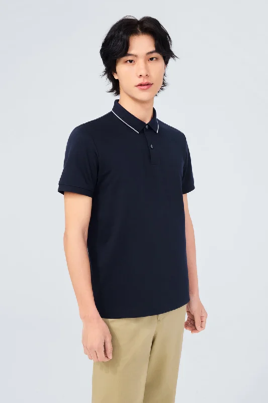 Super Soft Pique Tipped Polo | Navy NNY096