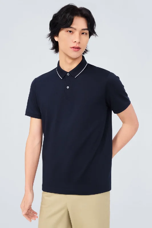 Super Soft Pique Tipped Polo | Navy NNY096