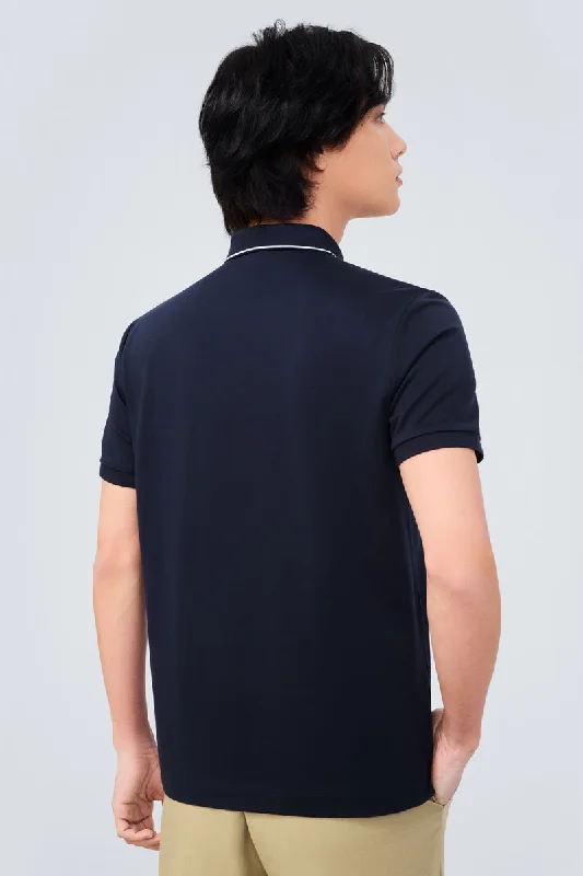 Super Soft Pique Tipped Polo | Navy NNY096