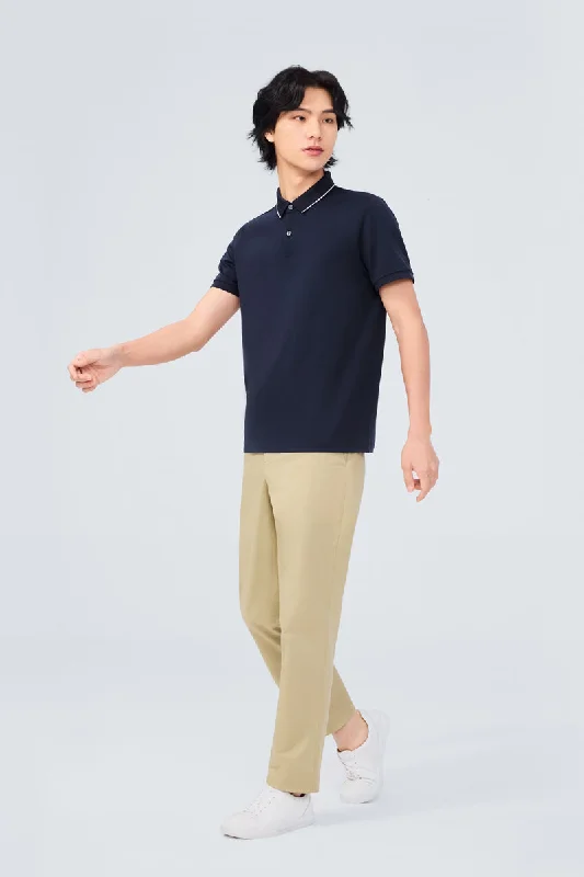 Super Soft Pique Tipped Polo | Navy NNY096