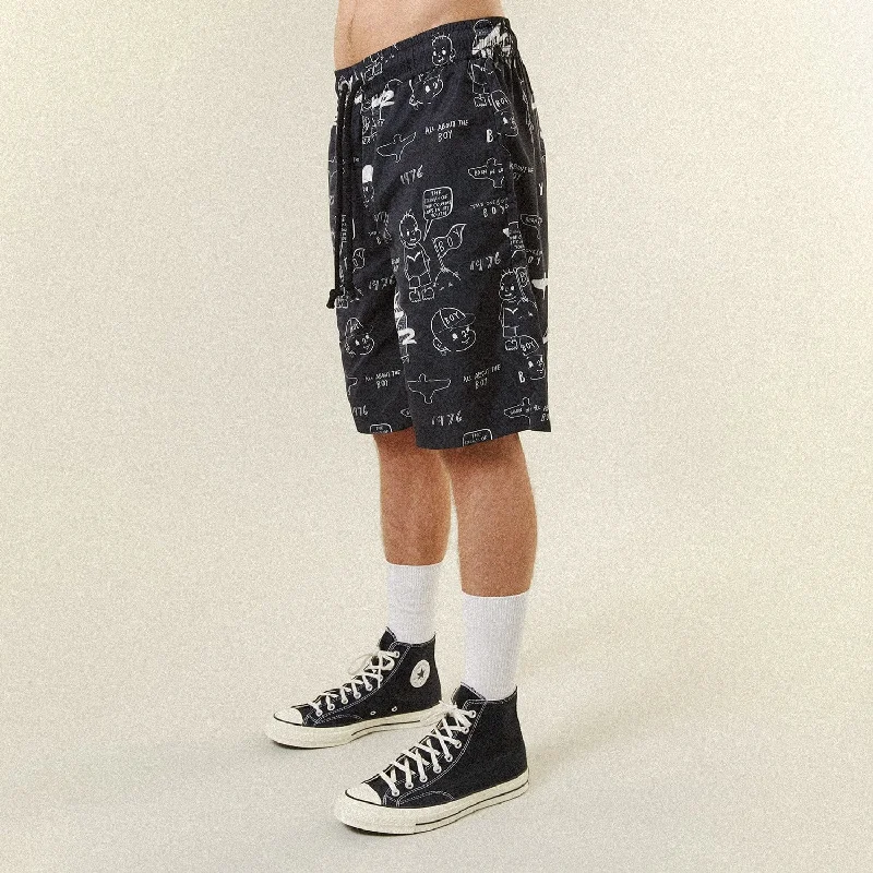 THE BOY NYLON SHORTS - BLACK