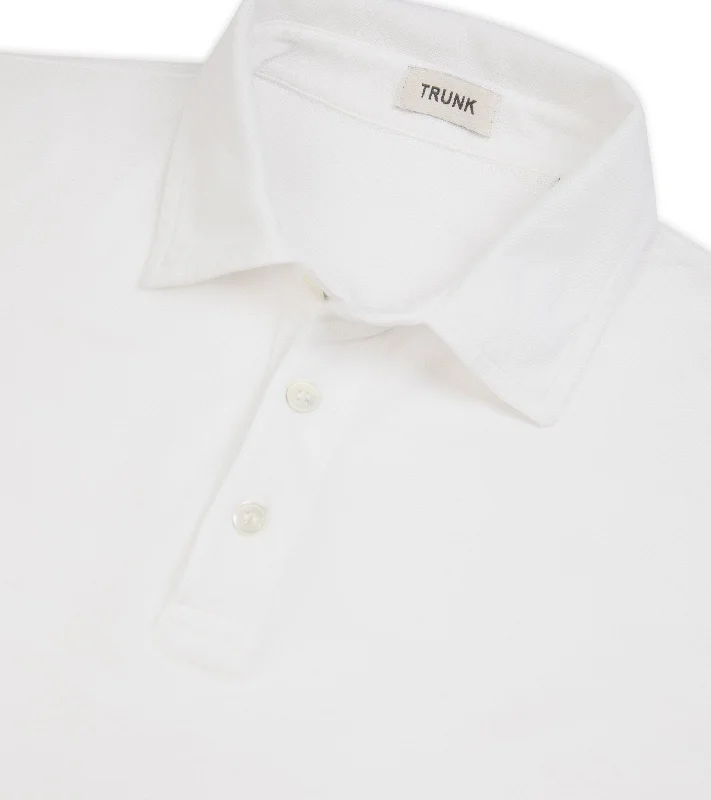 Trunk Moxon Long Sleeve Polo Shirt: White