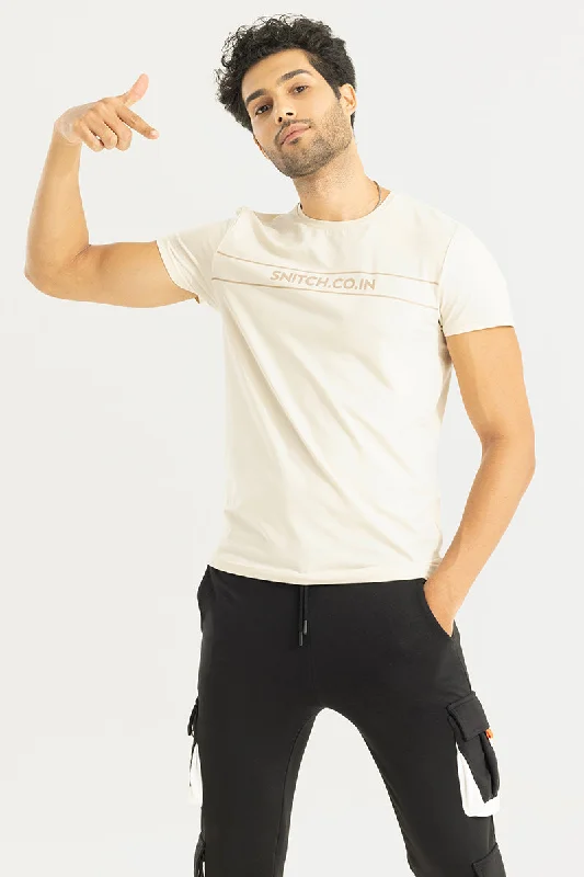 Embossed Logo Cream T-Shirt