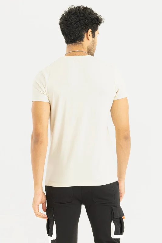 Embossed Logo Cream T-Shirt