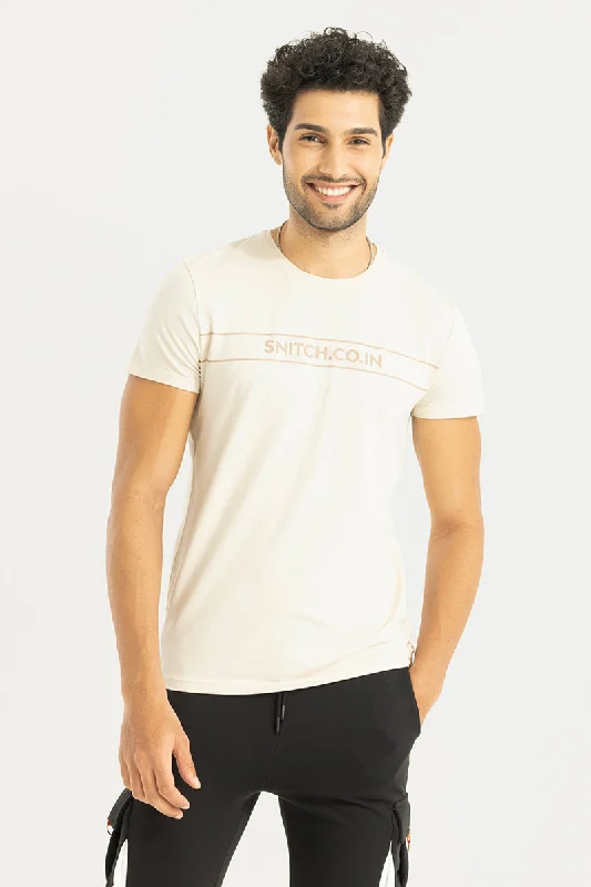 Embossed Logo Cream T-Shirt