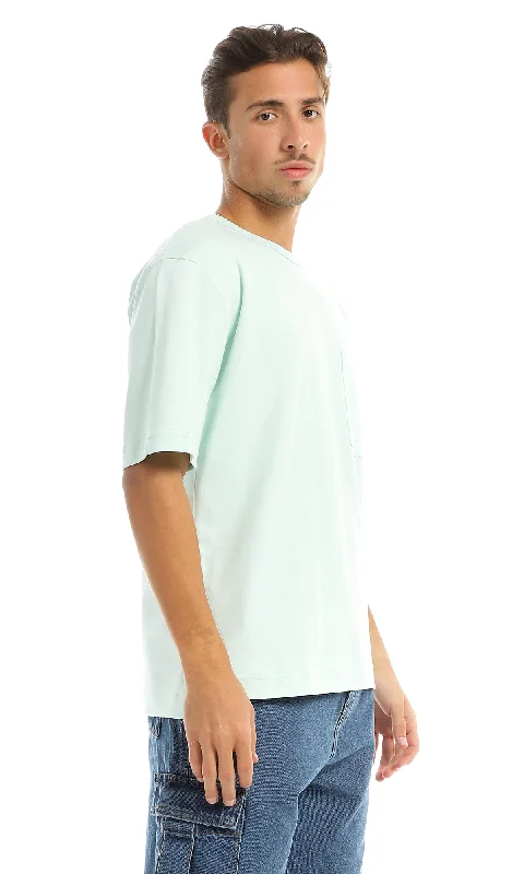 97707 Plain Basic Round Patched Pocket Light Mint T-Shirt