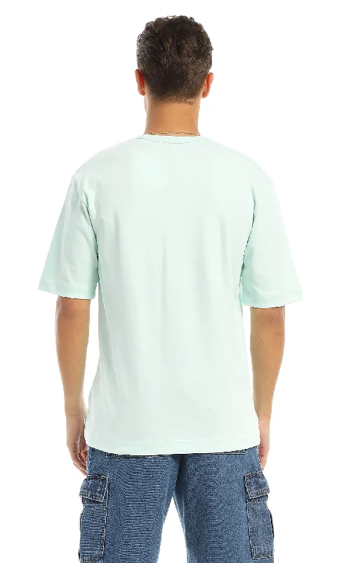 97707 Plain Basic Round Patched Pocket Light Mint T-Shirt