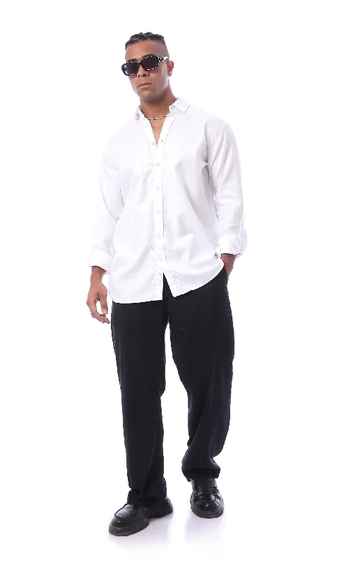 98183 Solid White Classic Shirt With Long Sleeves