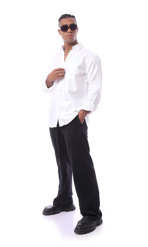 98183 Solid White Classic Shirt With Long Sleeves