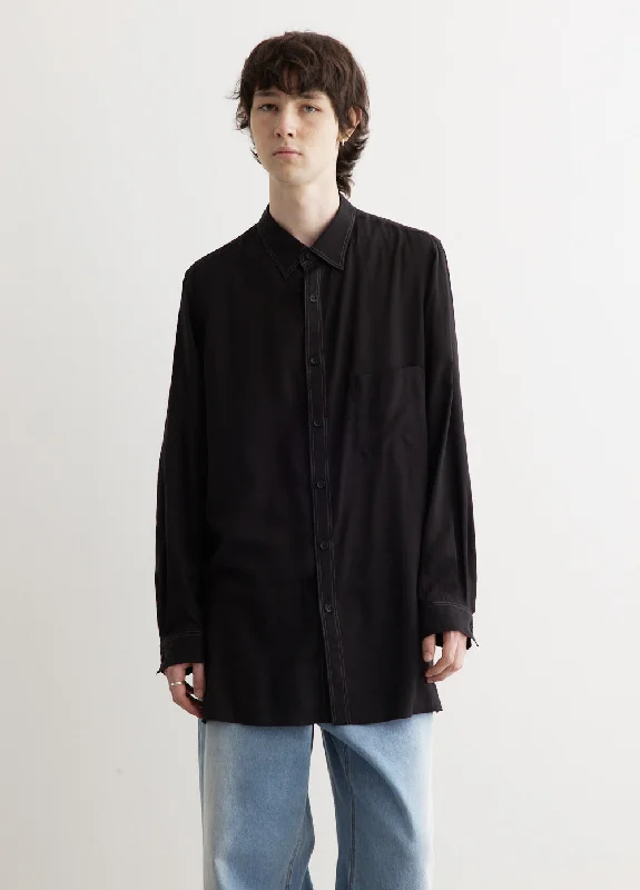 Cellulose Lawn Asymmetric Placket Shirt