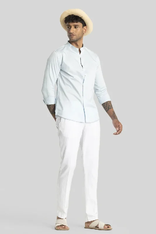 Alfonso Light Blue Plain Satin Shirt