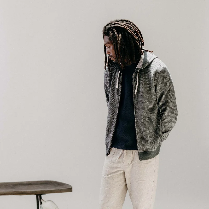 The Apres Zip Hoodie in Graphite French Terry Twill