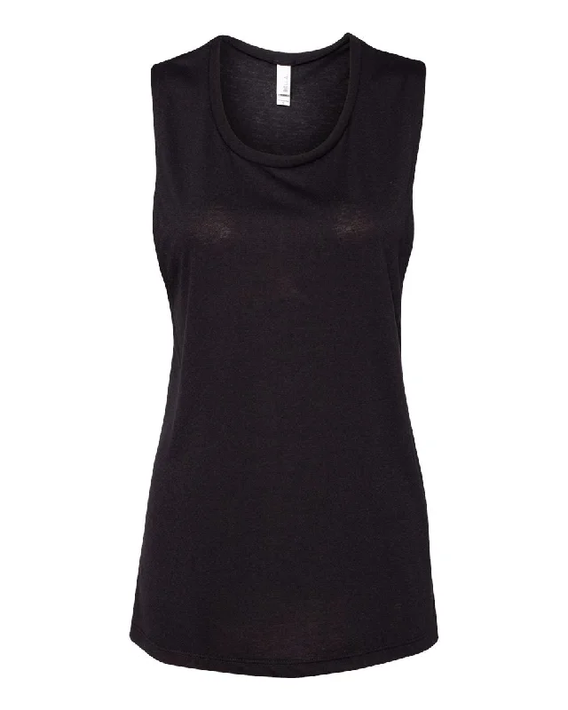 Bella + Canvas 8803 Women's Flowy Scoop Muscle Tank - Black