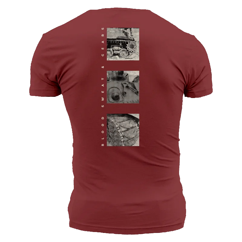 Blood, Sweat & Gears T-Shirt - Red Plum