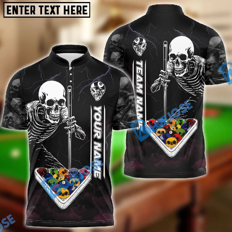 BlueJose Billiards Ball 8 Skull Master Personalized Name, Team Name Unisex Shirt ( 2 Colors )