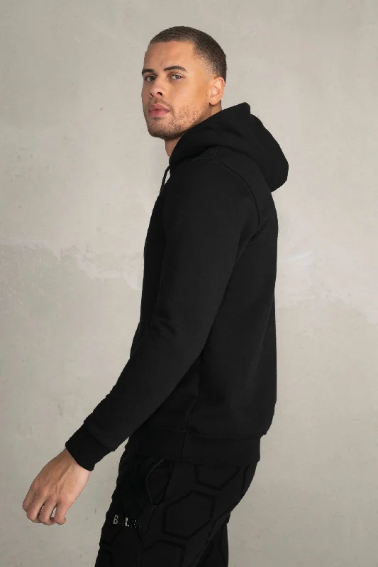 Brand Straight Hoodie Jet Black