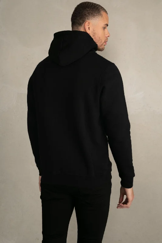 Brand Straight Hoodie Jet Black