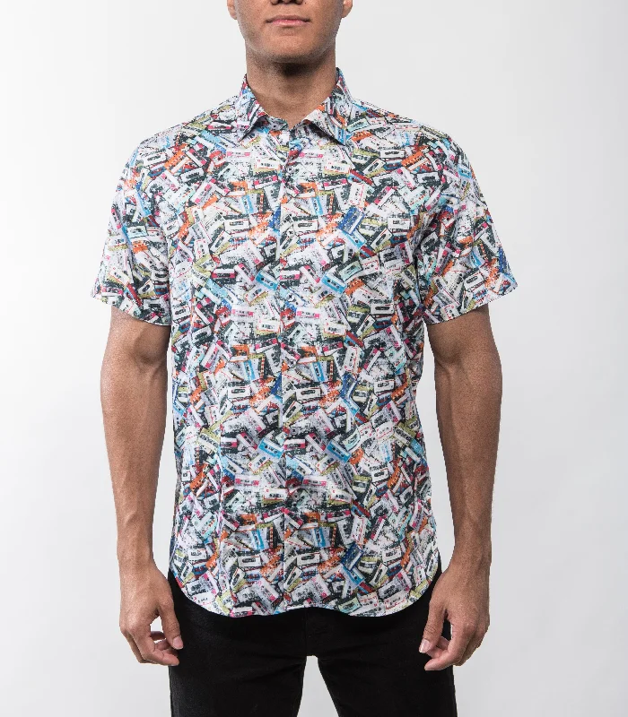 Cassette Tape Print Sport Shirt (Medium)