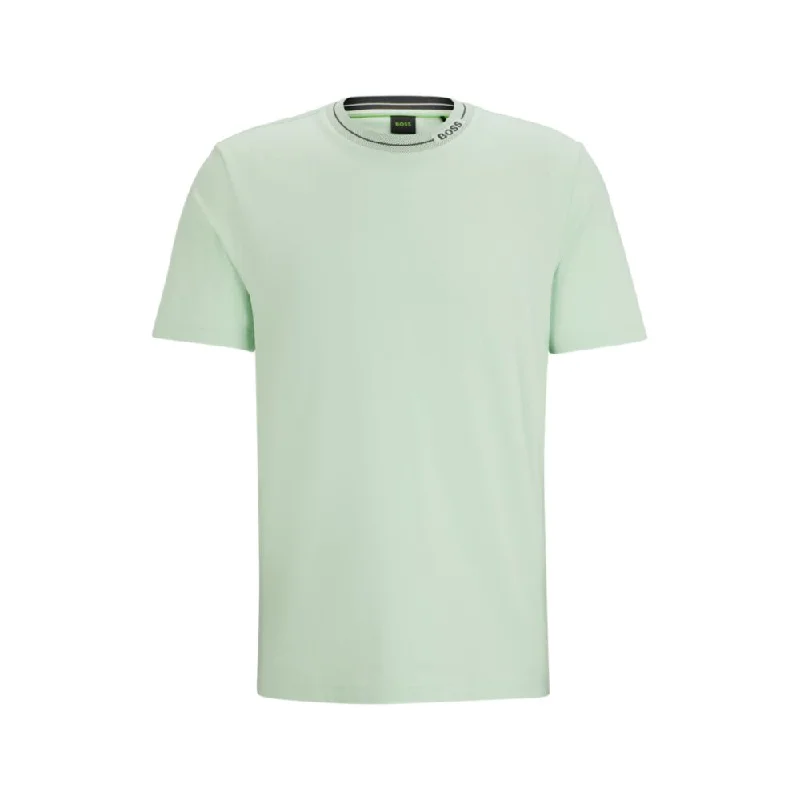 Cotton-jersey regular-fit T-shirt with branded collar