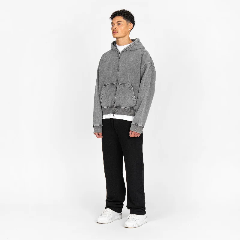 Cropped Zip Hoodie - Vintage Grey