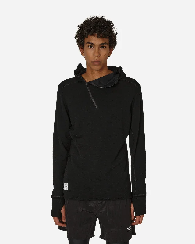 Hooded Merino Grid Fleece Black