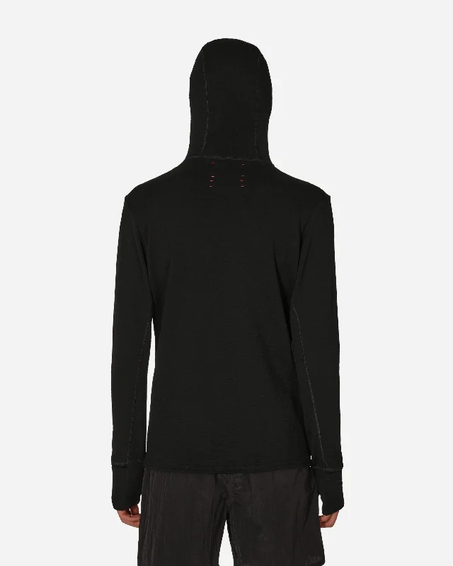 Hooded Merino Grid Fleece Black