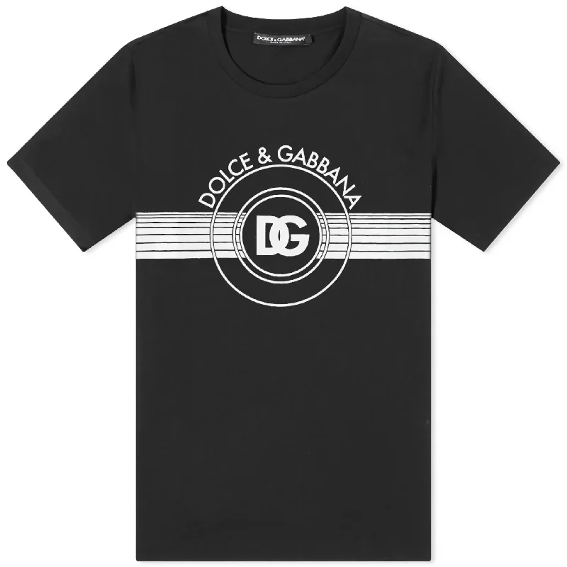 Dolce & Gabbana Men's Crew Neck Interlocking Logo T-Shirt, Black